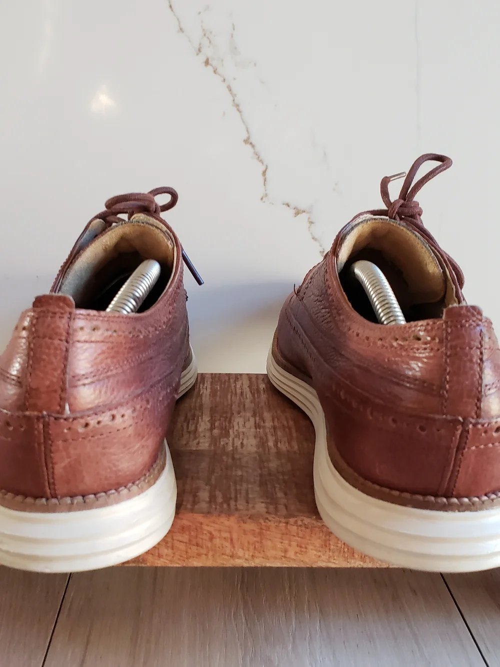 Cole Haan Brown Leather Wingtip Derby with‎ White Sole